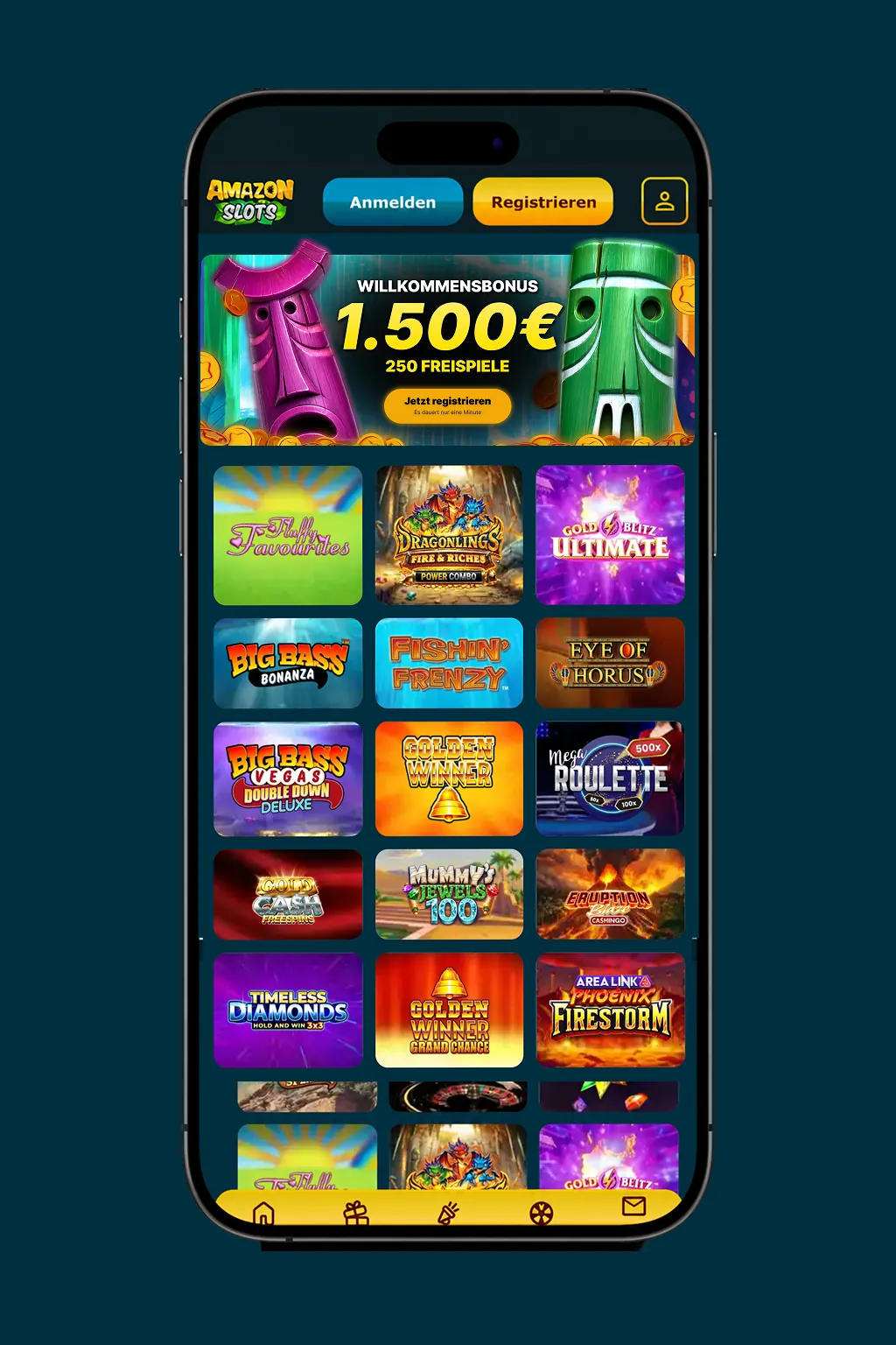 Amazon Slots Mobile Casino App auf dem Smartphone